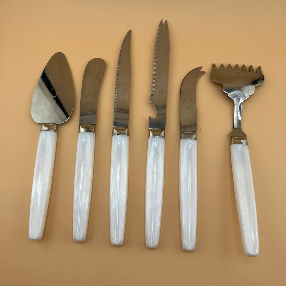 6 Piece Set Vintage Stainless Pearly Handle Charcuterie Regent Sheffield England